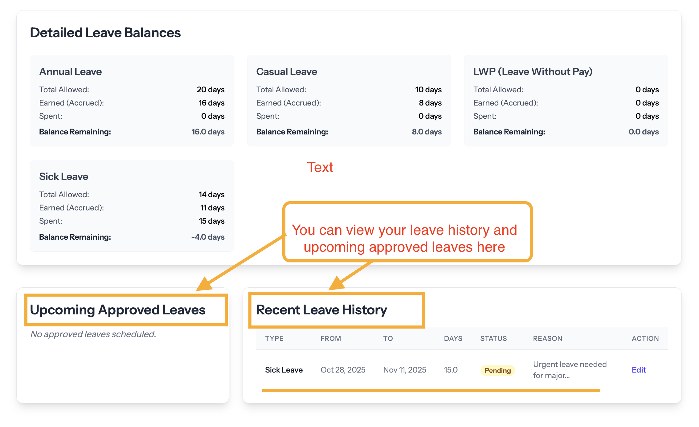 Recent Leave History